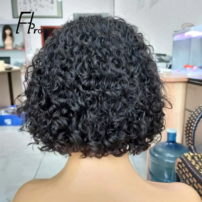 Short Pixie Cut Bob Lace Front Wig Curly Virgin Hair